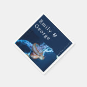 海クラゲの下のネイビー航海のブルー結婚 スタンダードカクテルナプキン (角)