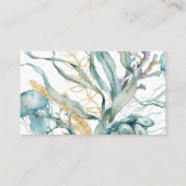 海クラゲの下の水色フラットテーブルカード 名刺 (裏面)