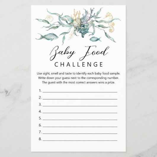 海クラゲの下の水色ベビー食品ゲーム チラシ (正面)