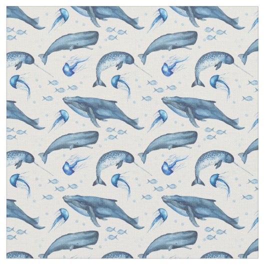 海クラゲ模様 ファブリック (クローズアップ)