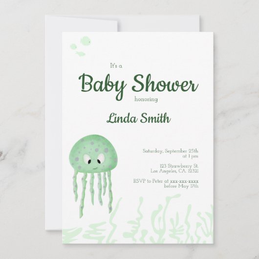 海クラゲ赤男女兼用ちゃんシャワー 招待状 (正面)