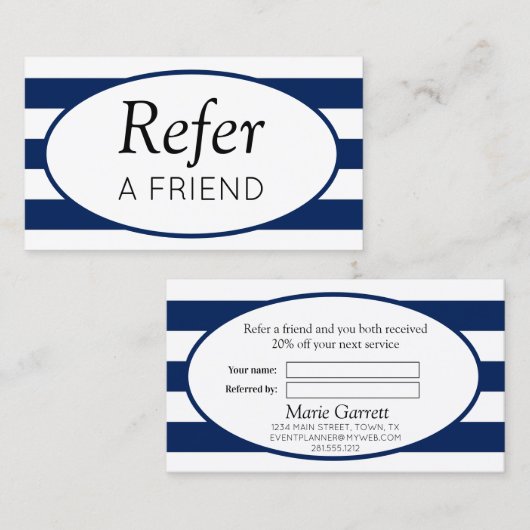 海クラシック軍ストライプが友人を参照 紹介カード (正面/裏面)