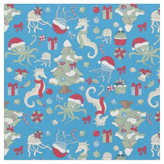 海クリスマスシーホースのサンタコ ファブリック (クローズアップ)