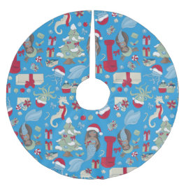 海クリスマスブラックマーメイドシーホース ブラッシュドポリエステルツリースカート