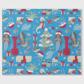 海クリスマスブラックマーメイドシーホース ラッピングペーパー (フラット)