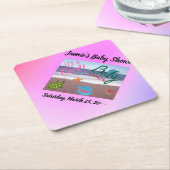 海クリッターベビーガールシャワー ペーパーコースター (アングル)