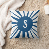 海クールブルーホワイトサンマンダラモノグラム クッション (ブランケット)