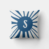 海クールブルーホワイトサンマンダラモノグラム クッション (正面)