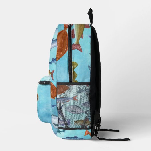 海クール生魚海模様と青い水色 プリントバックパック (右)