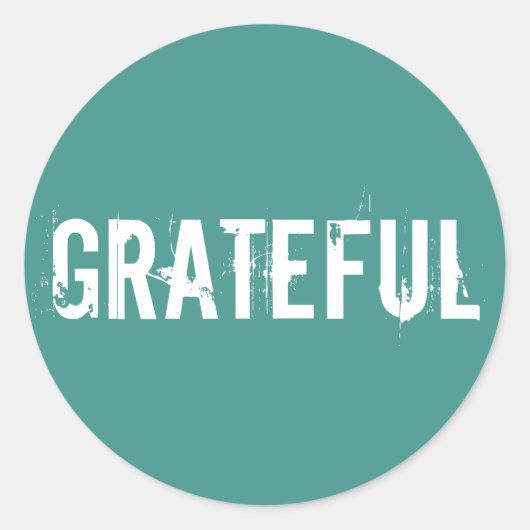 海グリーンと白い感謝文字 ラウンドシール (正面)