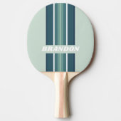 海グリーンノスタルジックストライプラリー名 卓球ラケット (正面)