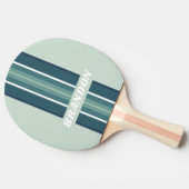 海グリーンノスタルジックストライプラリー名 卓球ラケット (横)
