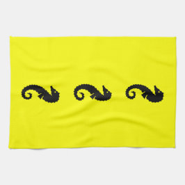 海グロー_ブラックオンイエローシーホース キッチンタオル