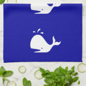 海グロー_ホワイトオンブルークジラ キッチンタオル (折り畳み)