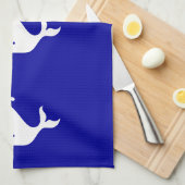 海グロー_ホワイトオンブルークジラ キッチンタオル (四つ折り)