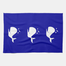 海グロー_ホワイトオンブルークジラ キッチンタオル