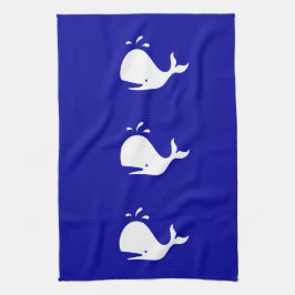 海グロー_ホワイトオンブルークジラ キッチンタオル