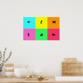 海グロー_6パネ数々のル, – 色, 数々の – アイコン ポスター (キッチン)