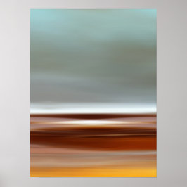 海コーストビーチスカイランドスケープブルーブラウングレー ポスター