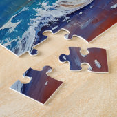 海ゴールデンアワーグローオレンジサンセットアート ジグソーパズル (側面)