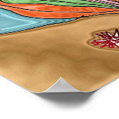 海サイケデリック亀の乗馬のアートポスター ポスター (角)