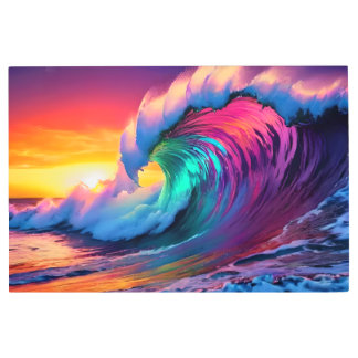 海サイケデリック津波 – 永遠の海洋美しい メタルプリント