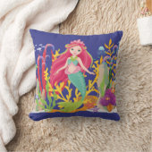 海サイレン：ロングレッドヘア クッション (ブランケット)