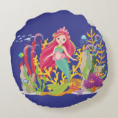 海サイレン:ロングレッドヘア ラウンドクッション (裏面)