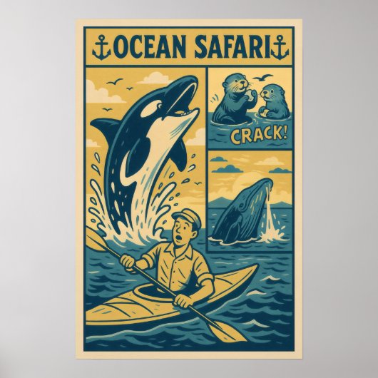 海サファリ – クジラの出会いとカワーター漫画 ポスター (正面)