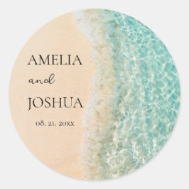 海サマーブルービーチホワイトサンドウェディングパーティー ラウンドシール