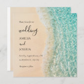 海サマーブルービーチホワイトサンドウェディングパーティー 招待状 (正面/裏面)