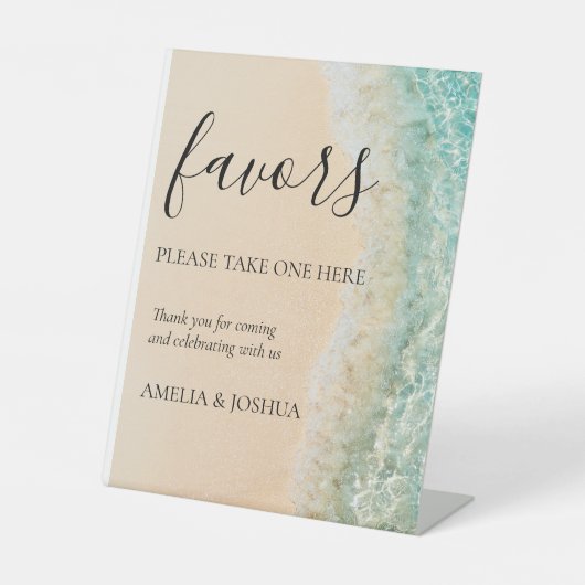 海サマーブルービーチホワイトサンド結婚式の引き出物 台座サイン (正面)