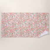 海サンゴの枝と貝 ビーチタオル (正面)