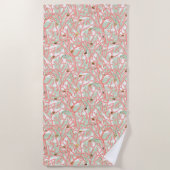 海サンゴの枝と貝 ビーチタオル (正面)