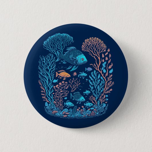 海サンゴ礁 缶バッジ (正面)