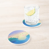 海サンセットオリジナル油彩画オンザコースター コースター (側面)