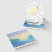 海サンセットオリジナル油彩画オンザコースター ストーンコースター (横)