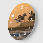 海サンセットカウアイハワイ ラージ壁時計 (傾斜)