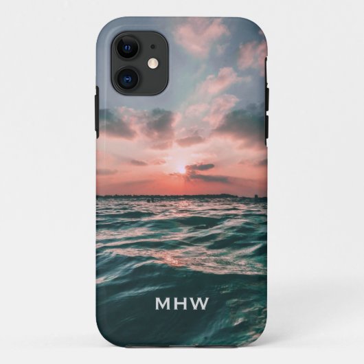 海サンセットカスタムモノグラム電話ケース Case-Mate iPhoneケース (裏面)