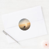 海サンセットカヤックカヌエステッカー ラウンドシール (封筒)