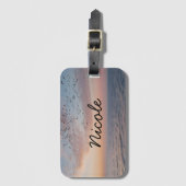 海サンセットサマービーチウェーブズカスタムルガ ラゲッジタグ (正面縦)
