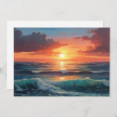海サンセットサンライズカラフルウェーブズクラウドビーチ シーズンカード (正面/裏面)