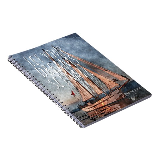 海サンセットドリームセイル感動的引用文 ノートブック (右側)