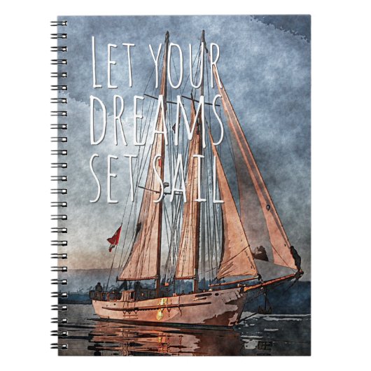海サンセットドリームセイル感動的引用文 ノートブック (正面)