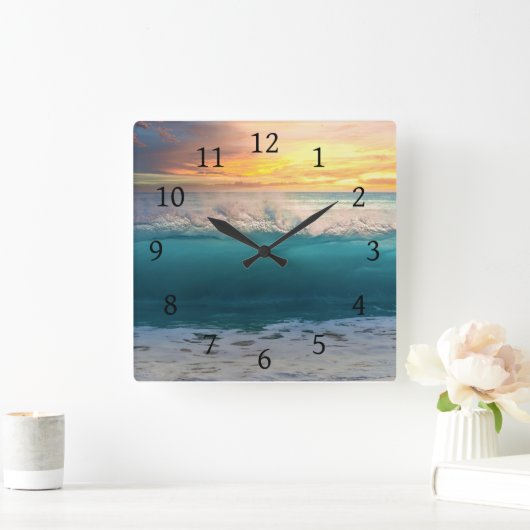 海サンセットビーチ写真193ポスター スクエア壁時計 (ホーム)