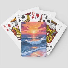 海サンセットビーチ波水色 トランプ