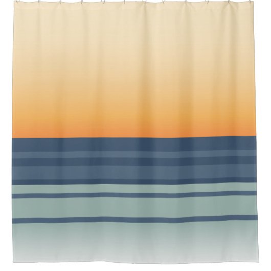 海サンセットフェーディングオレンジとブルー抽象芸術 シャワーカーテン (正面)