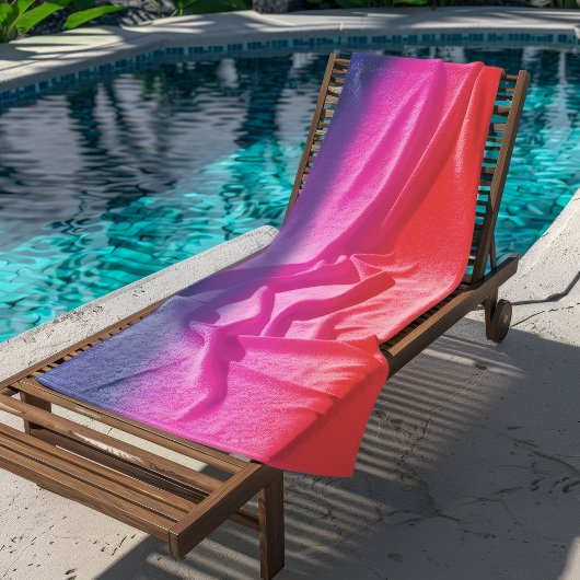 海サンセットブルーパープルレッドアートブレンド ビーチタオル