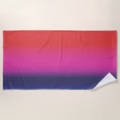 海サンセットブルーパープルレッドアートブレンド ビーチタオル (正面)