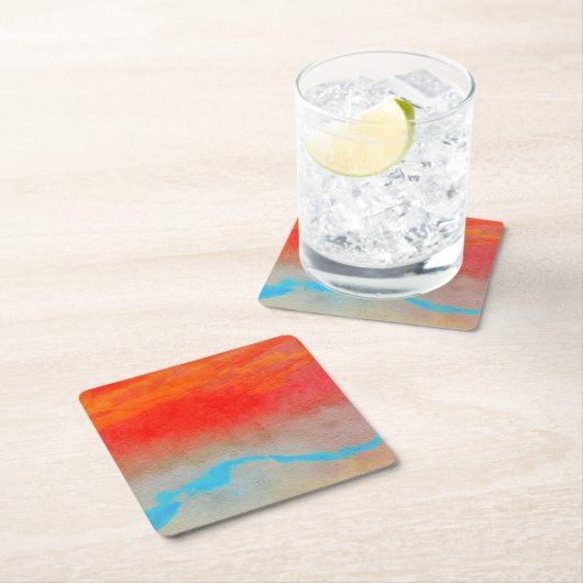 海サンセット抽象芸術 スクエアペーパーコースター (インサイチュ)